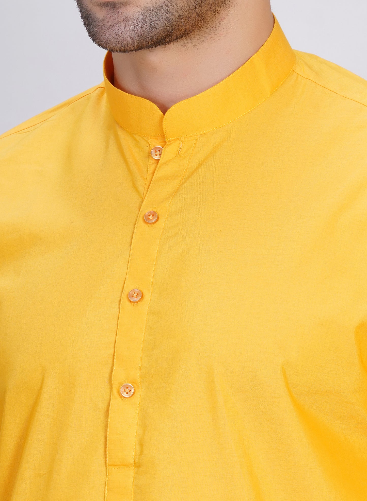 Abhimaan Men's Cotton Blend Lemon Kurta Pajama Set
