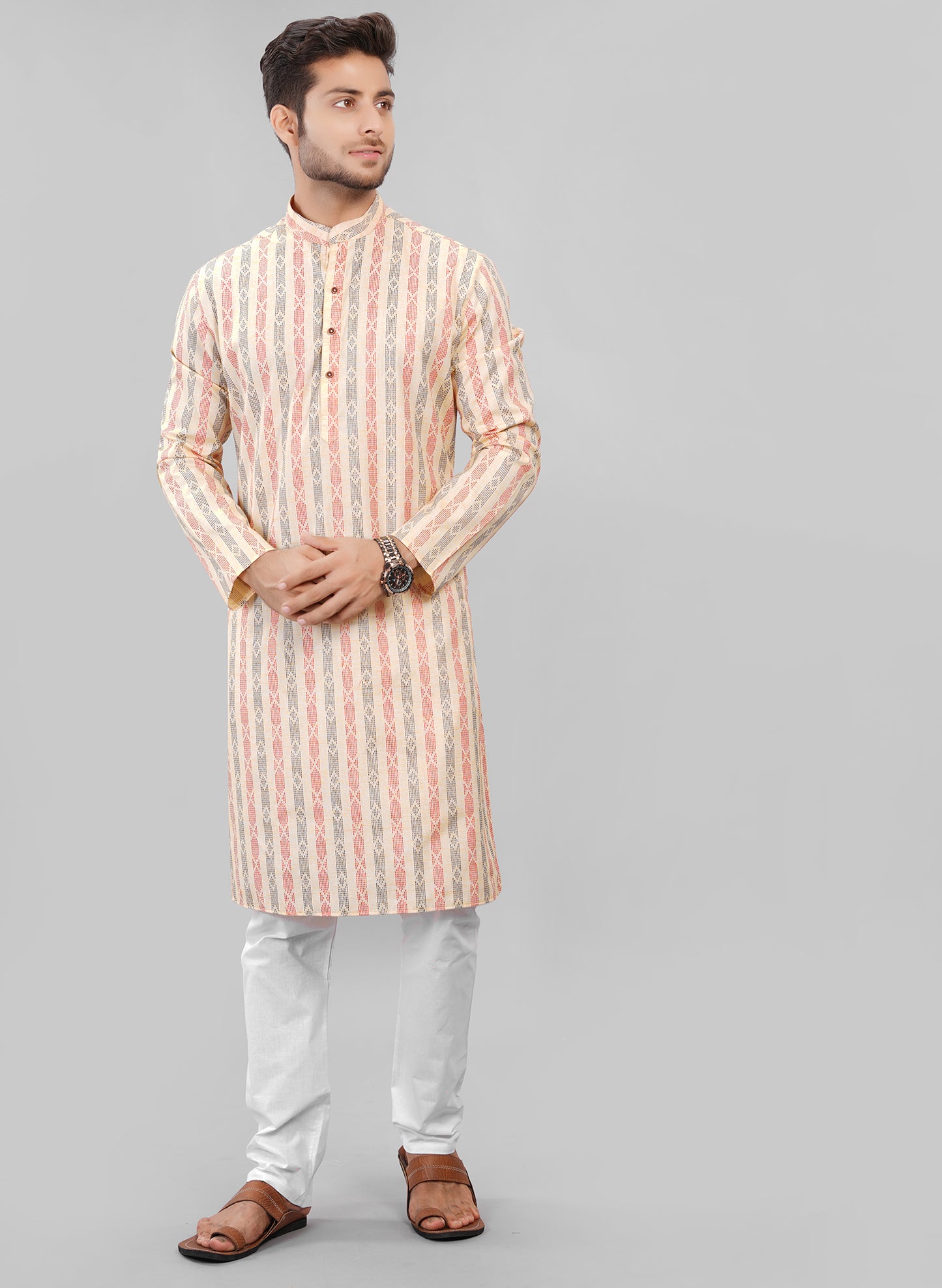 Abhimaan Men's Cotton Blend Blue Kurta Pajama Set
