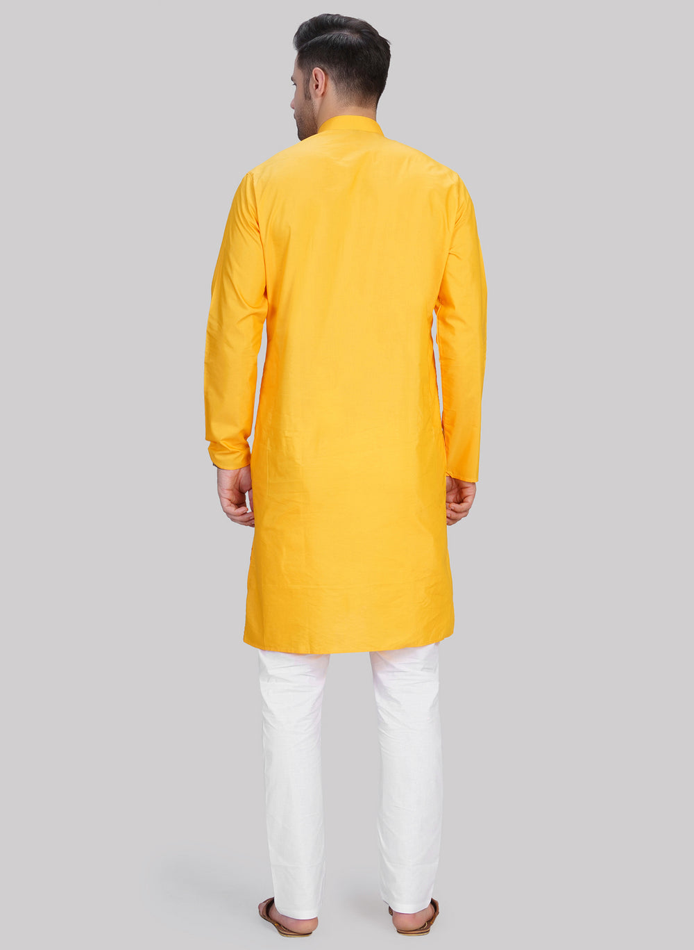 Abhimaan Men's Cotton Blend Lemon Kurta Pajama Set