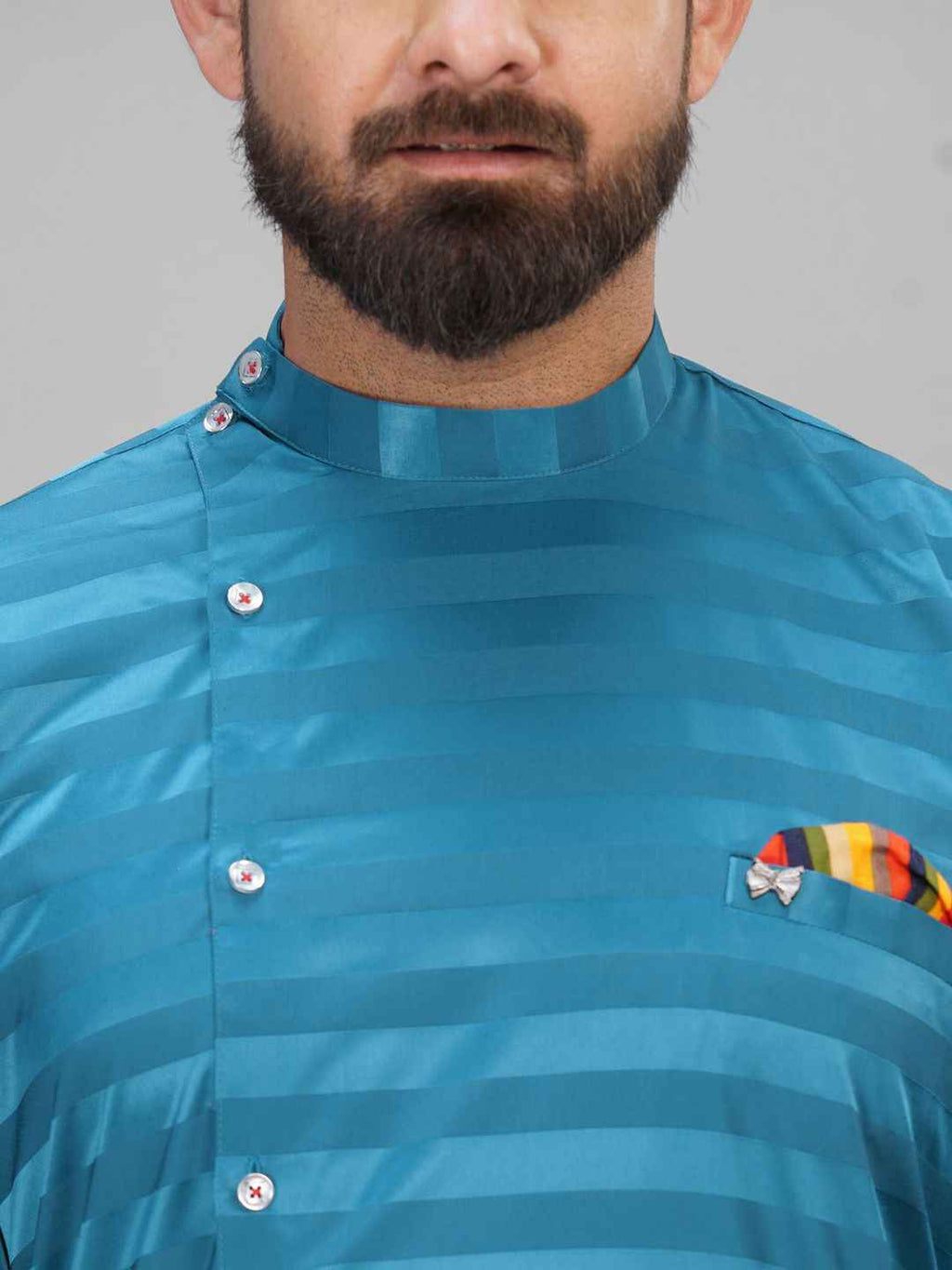 Abhimaan Straight Party Wear Peacock Blue Solid Kurta Pajama