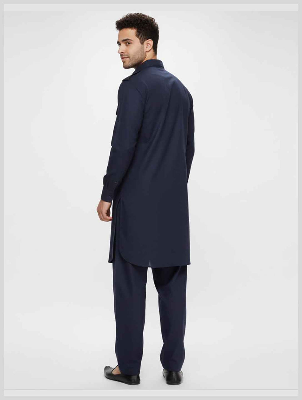 Abhimaan Straight Casual Wear Navy Blue  Solid Kurta Pajama