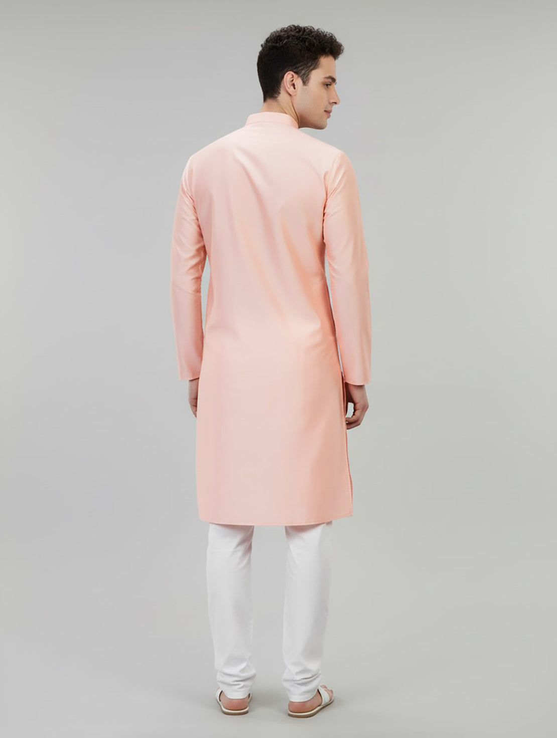 Abhimaan Straight Casual Wear Peach Solid Kurta Pajama