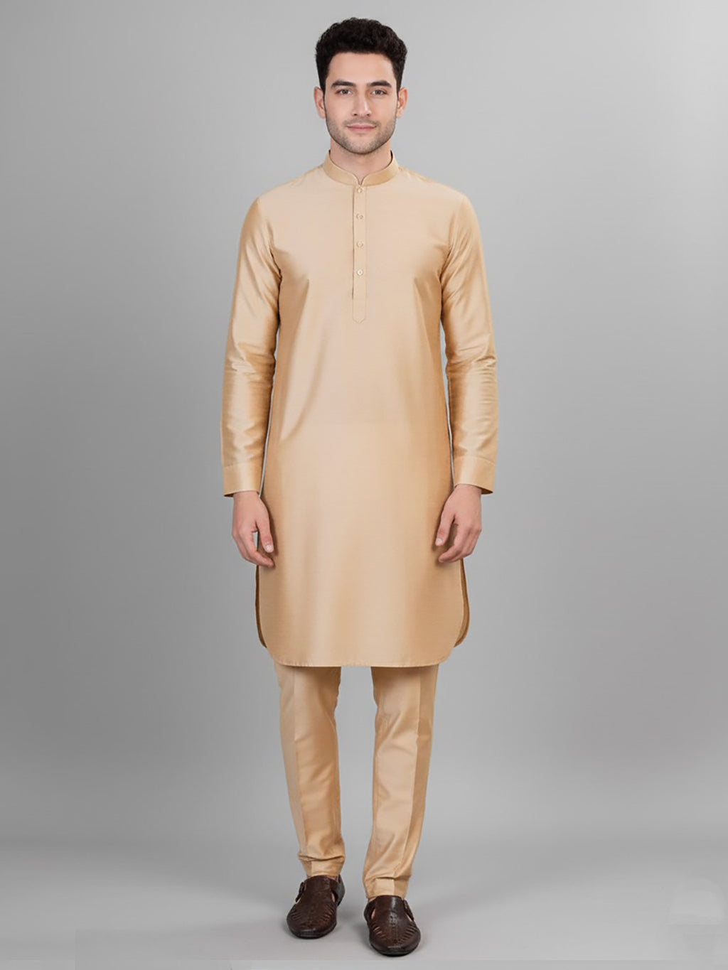 Abhimaan Casual Wear Solid Biscotti Kurta Pajama
